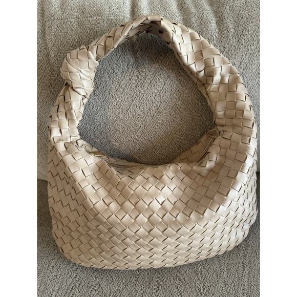 Urban Expressions Handbags - Urban Expressions Vanessa Vegan Hobo Bag Tan Shoulder Purse Woven